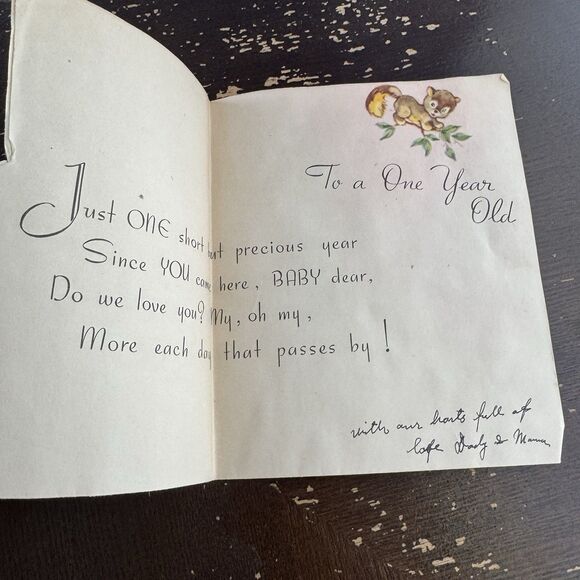 Vintage Birthday Cards Lot Of 8 1940s For 1, 2 & 3 Year Old Elephant Bunny Teddy - Picture 10 of 12